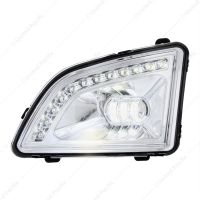 18 LED Chrome Projector Fog Light With Position Light For 2018-2024 Volvo VNL - Driver/Left