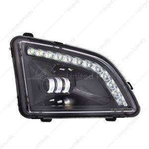 18 LED Black Projector Fog Light With Position Light For 2018-2024 Volvo VNL - Passenger/Right