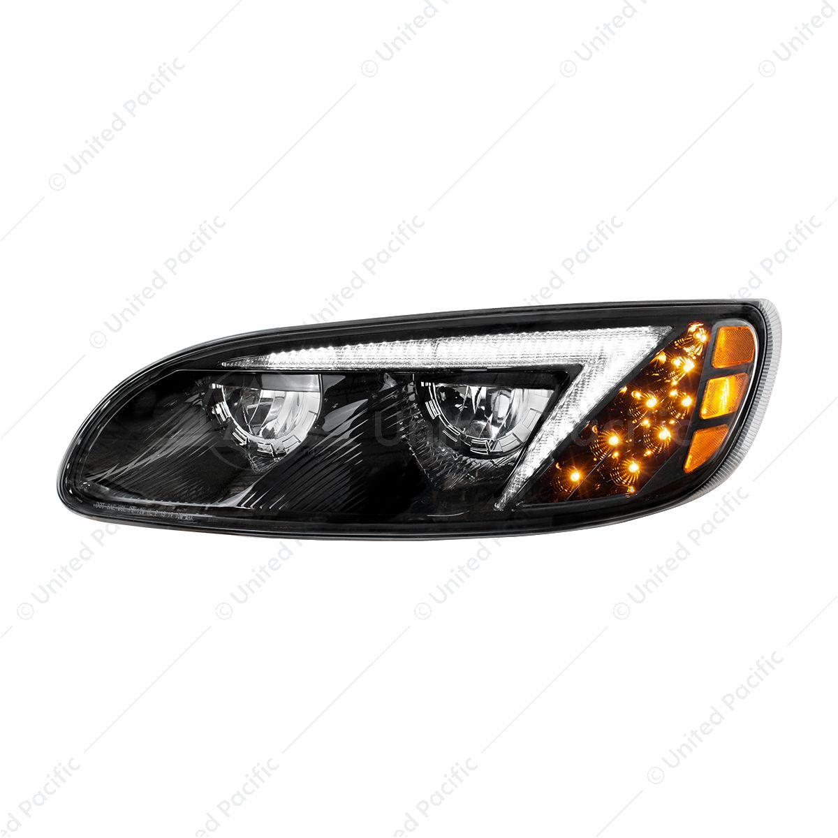 Black LED Headlight For Peterbilt 386 (2005-2015) & 387 (1999-2010) - Driver