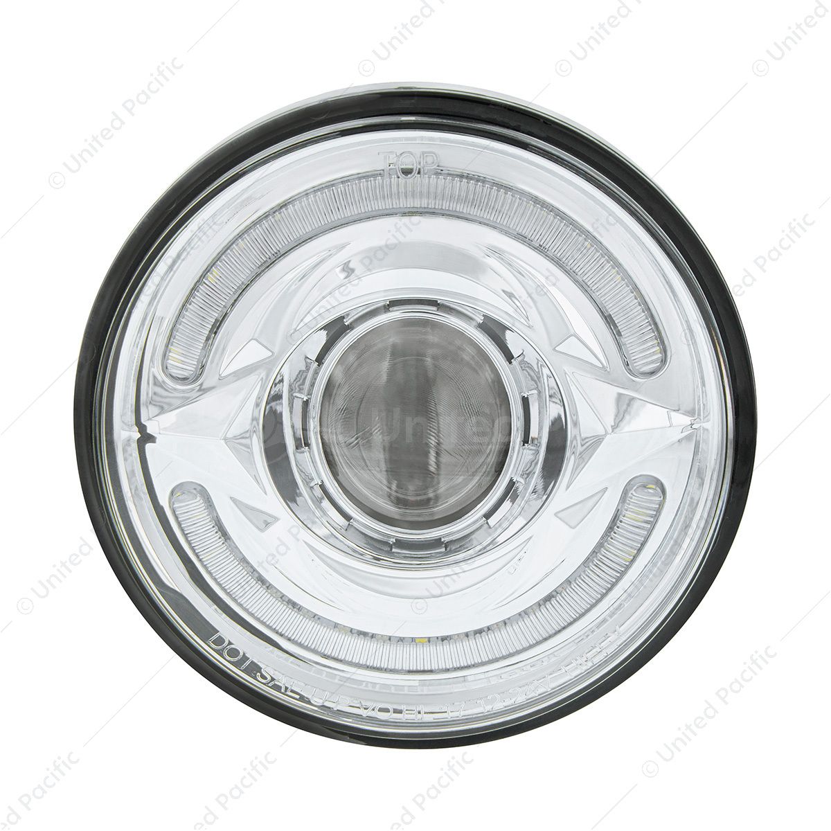 ULTRALIT- LED 5-3/4" Round Headlight With 60 LED Dual Color Light Bar, Amber & White LED - High Beam