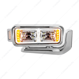 10 High Power LED Projection Headlight Assembly With Mounting Arm & Turn Signal Side Pod