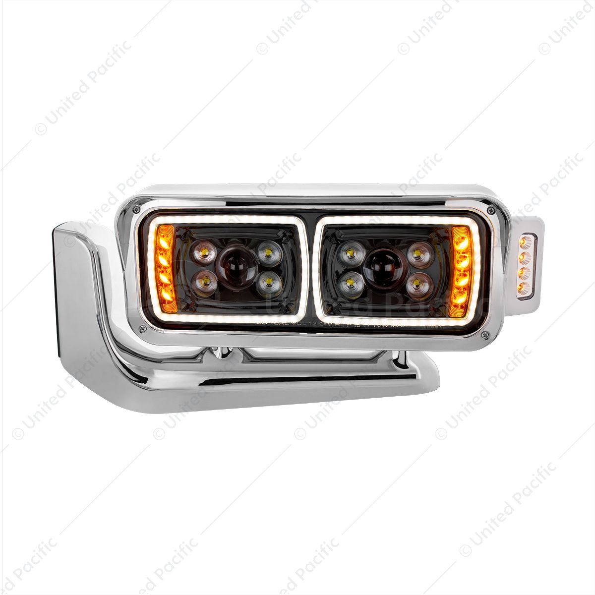 10 High Power LED "Blackout" Projection Headlight Assembly W/Mounting Arm & Turn Signal Side Pod - D