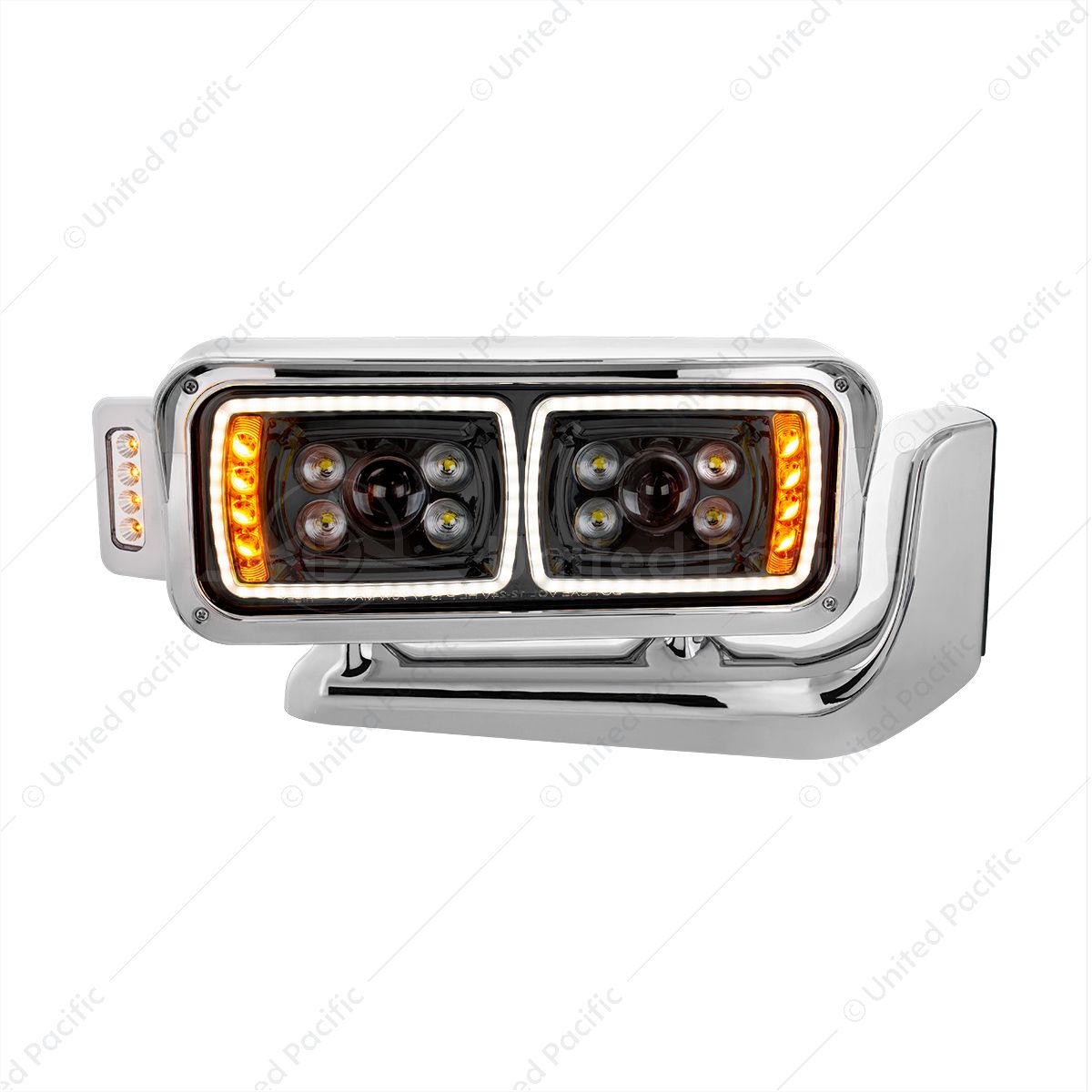 10 High Power LED "Blackout" Projection Headlight Assembly W/Mounting Arm & Turn Signal Side Pod - P
