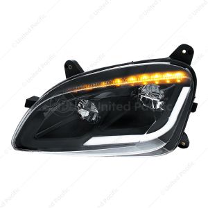 Black LED Headlight W/Sequential LED Turn Signal For Peterbilt 579 (2012-21) & 587 (2010-16) - Drive