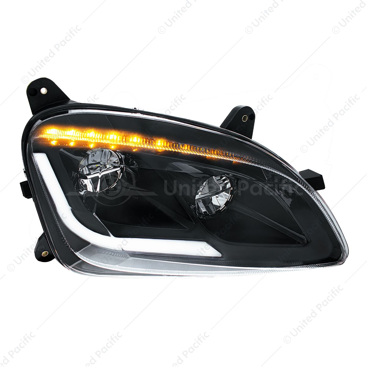 Black LED Headlight W/Sequential LED Turn Signal For Peterbilt 579 (2012-21) & 587 (2010-16) - Passe