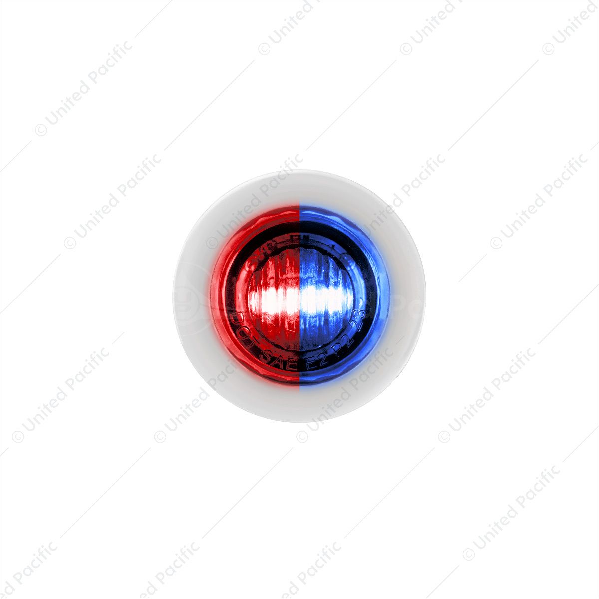 2 LED 3/4" Mini Double Fury Light (Clearance/Marker) - Red & Blue LED/Clear Lens