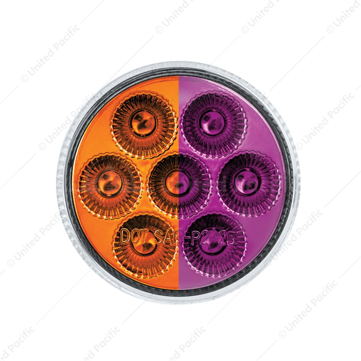 Double Fury 7 LED 2" Round Clearance/Marker Light-Amber & Purple LED/Clear Lens
