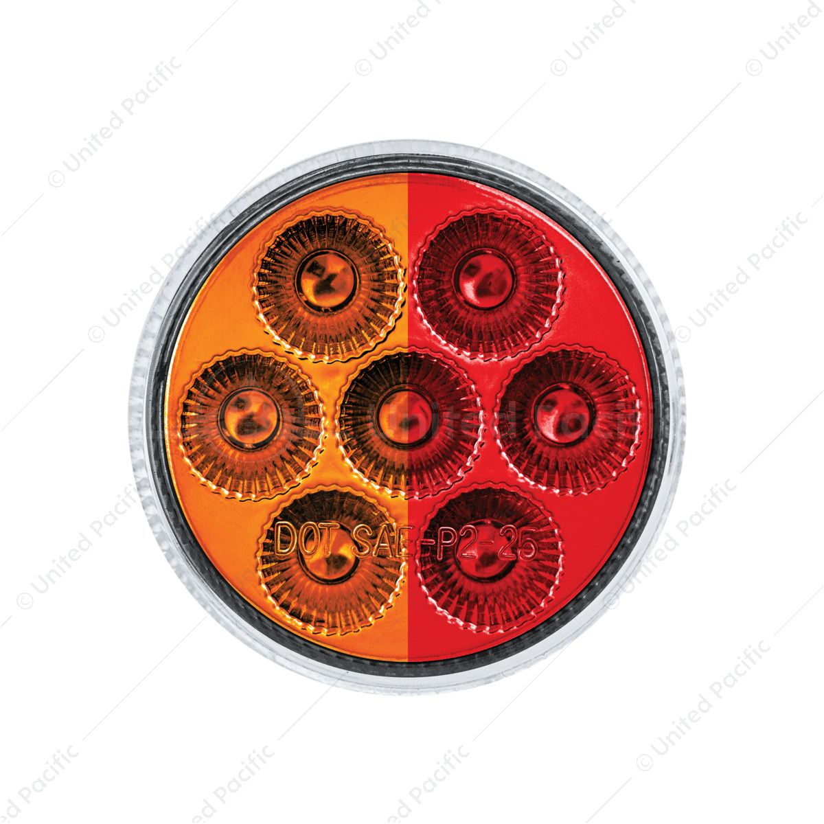Double Fury 7 LED 2" Round Clearance/Marker Light-Amber & Red LED/Clear Lens