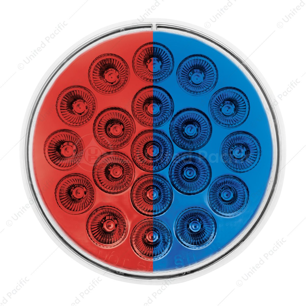 Double Fury 19 LED 4" Round Stop/Turn/Tail Light-Red & Blue LED/Clear Lens