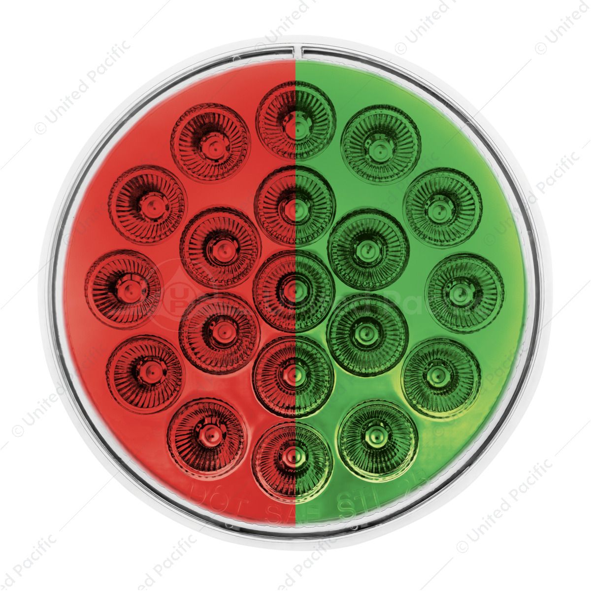 Double Fury 19 LED 4" Round Stop/Turn/Tail Light-Red & Green LED/Clear Lens