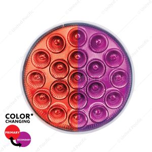 19 LED 4" Round Double Fury Light (Stop & Turn) - Red & Purple LED/Clear Lens