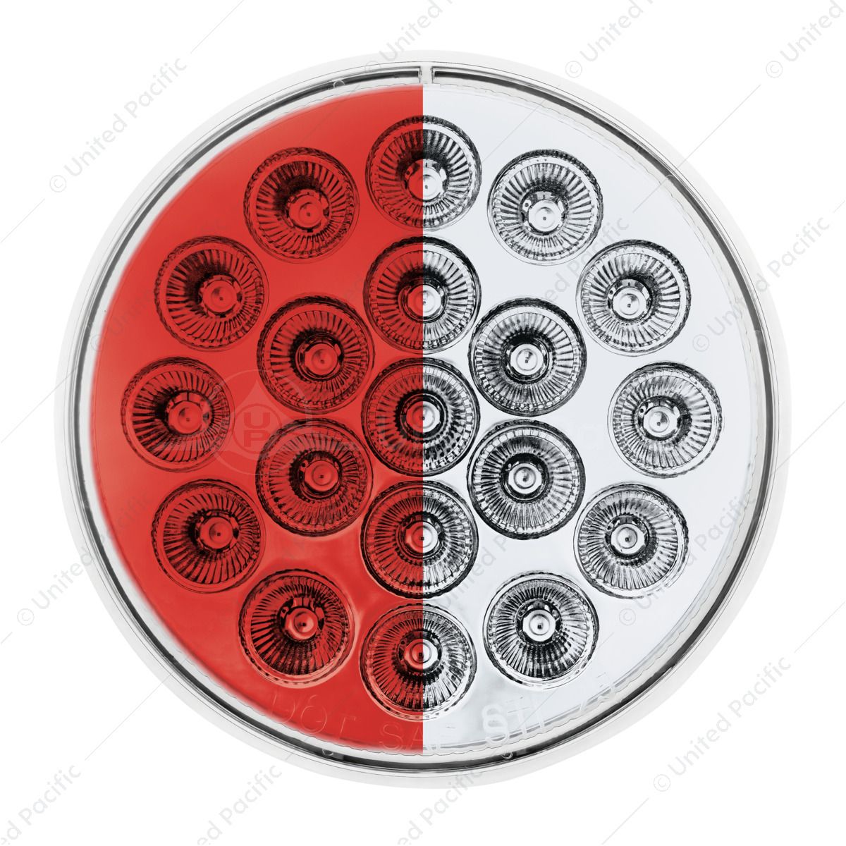 Double Fury 19 LED 4" Round Stop/Turn/Tail Light-Red & White LED/Clear Lens