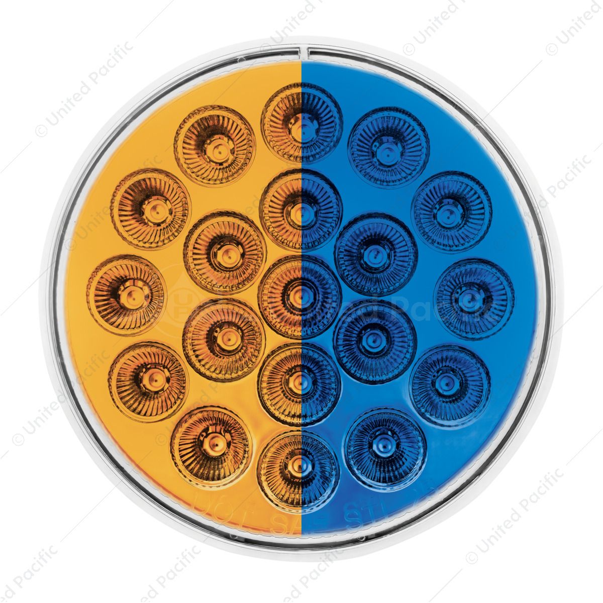 Double Fury 19 LED 4" Round Turn Signal Light-Amber & Blue LED/Clear Lens