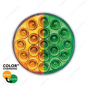 19 LED 4" Round Double Fury Light (Turn Signal) - Amber & Green LED/Clear Lens