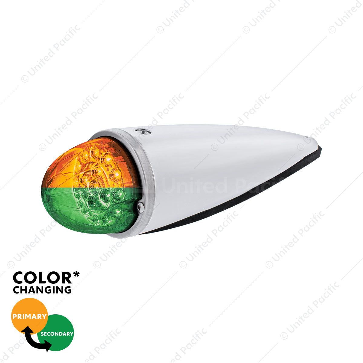 17 LED Watermelon Double Fury Light Torpedo Cab Light - Amber & Green LED/Clear Lens