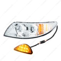 Chrome LED Projector Headlight With Rear Facing Turn Signal For International Durastar 2002-2018 - D
