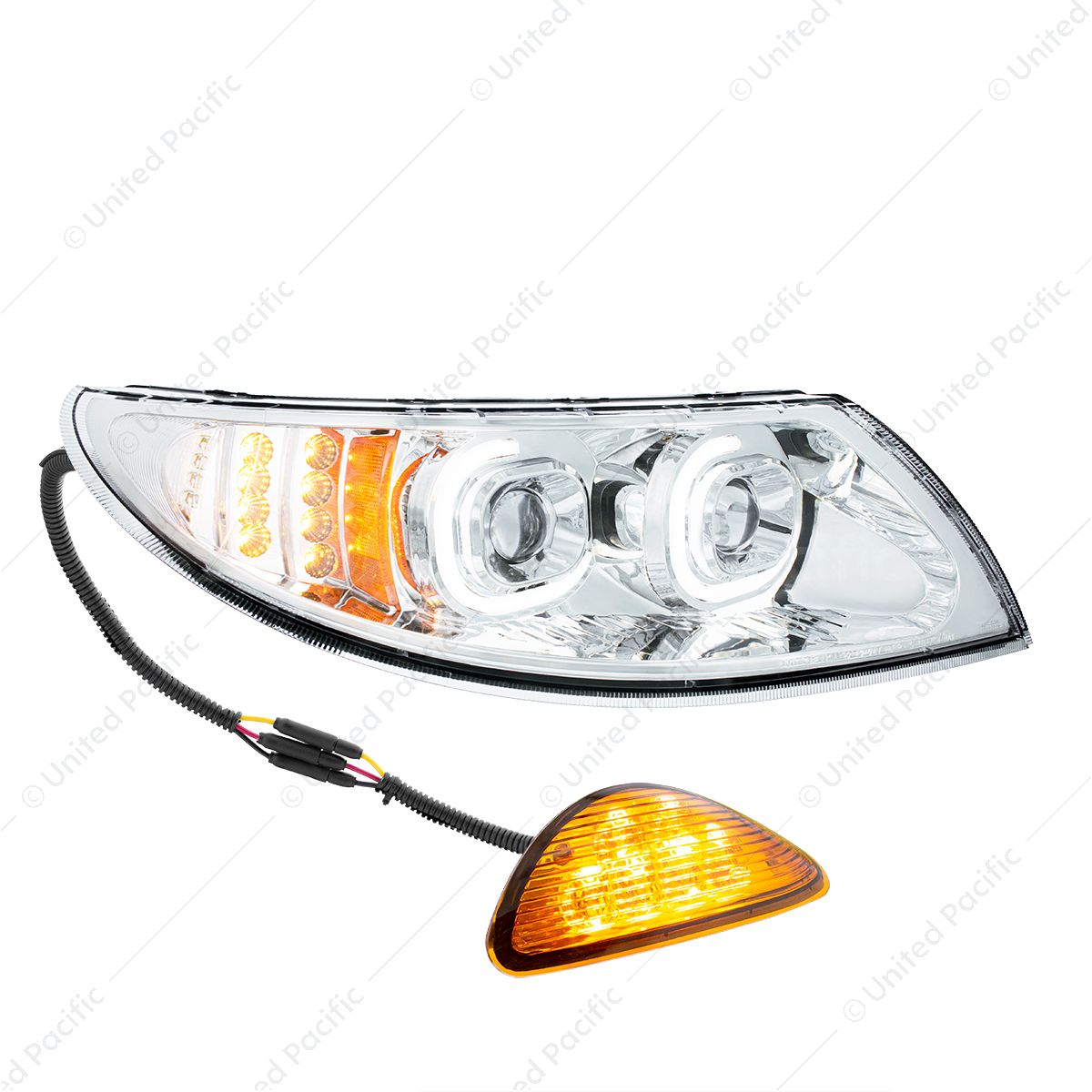 Chrome LED Projector Headlight With Rear Facing Turn Signal For International Durastar 2002-2018 - P