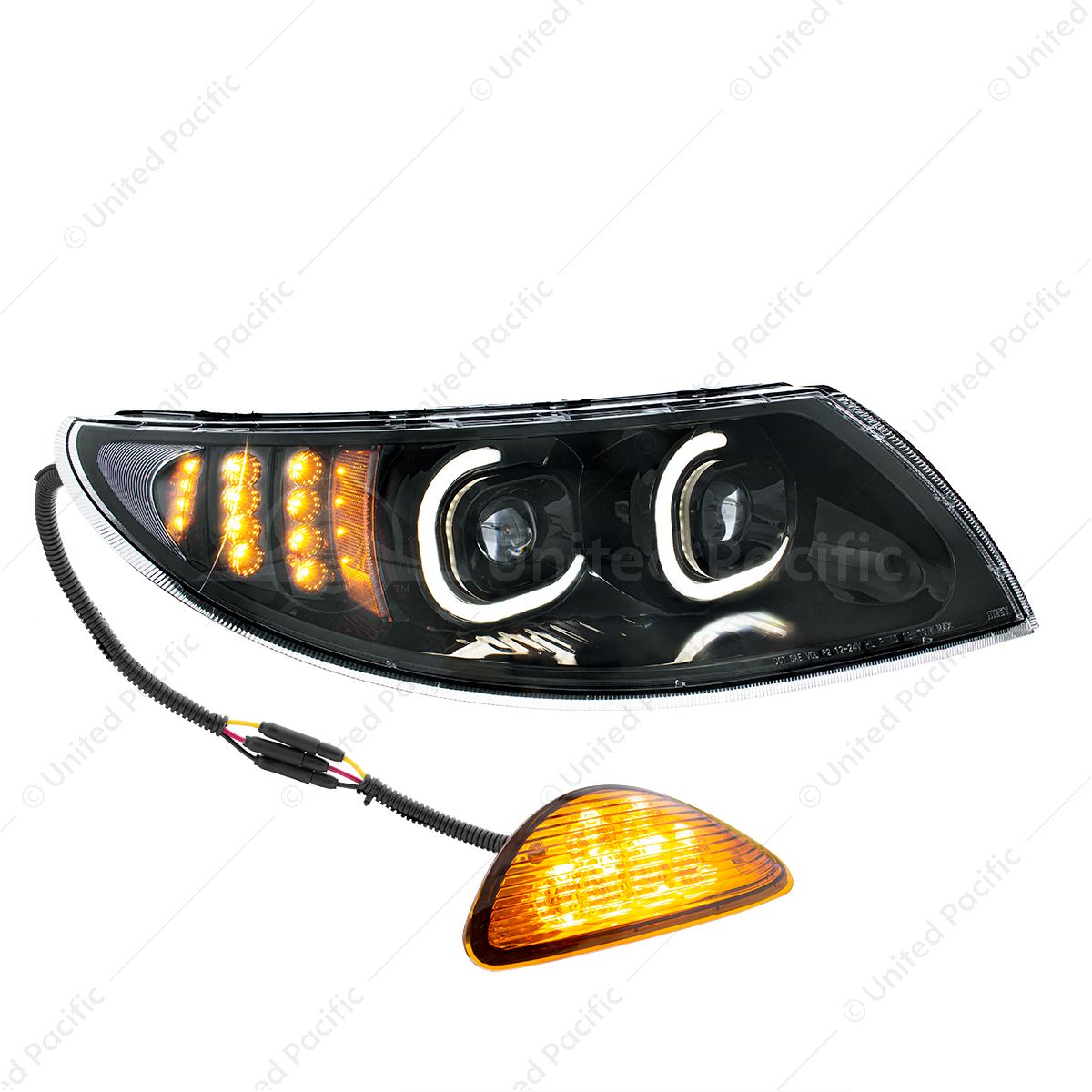 Black LED Projector Headlight With Rear Facing Turn Signal For International Durastar 2002-2018 - Pa