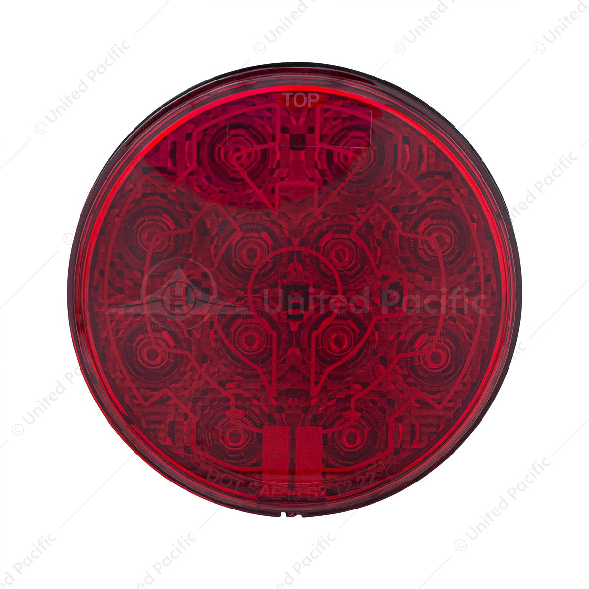 12 LED 4" Round Light (Stop, Turn & Tail) With Heated Lens - Red LED/Red Lens