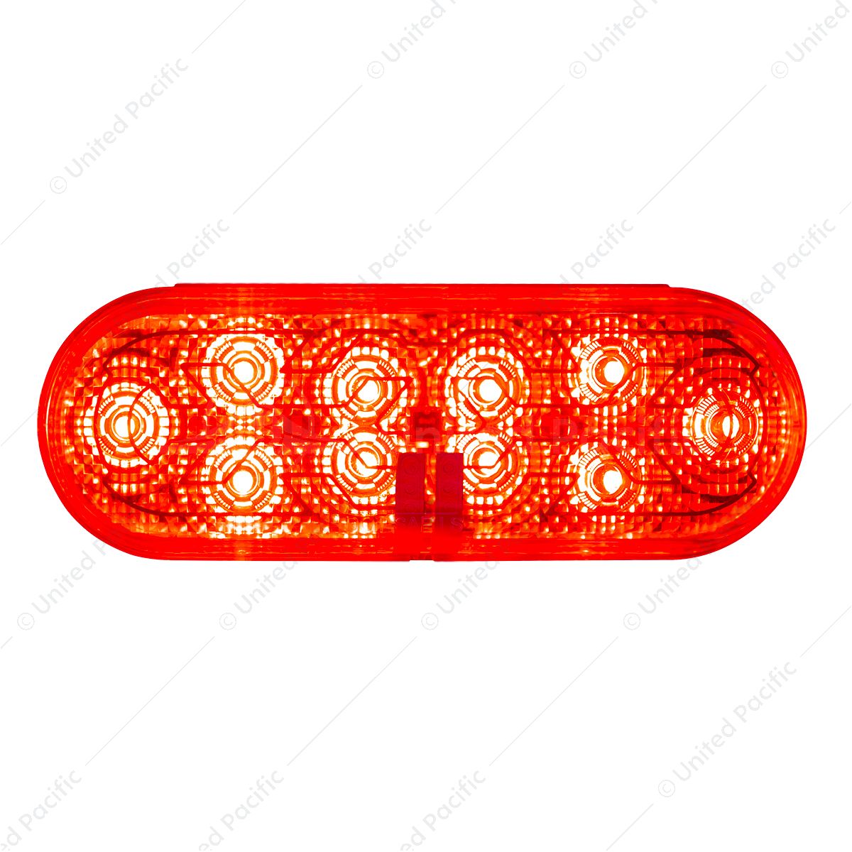 10 LED 6" Oval Light (Stop, Turn & Tail) With Heated Lens - Red LED/Red Lens