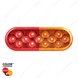13 LED 6" Oval Double Fury Light (Stop & Turn)-Red & Amber LED/Clear Lens