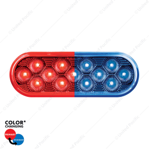 13 LED 6" Oval Double Fury Light (Stop & Turn)-Red & Blue LED/Clear Lens