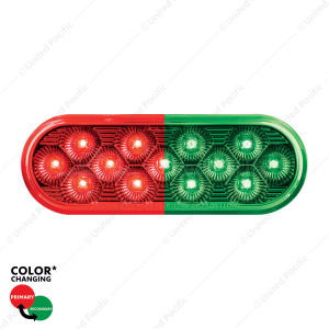 13 LED 6" Oval Double Fury Light (Stop & Turn)-Red & Green LED/Clear Lens