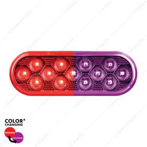 13 LED 6" Oval Double Fury Light (Stop & Turn)-Red & Purple LED/Clear Lens