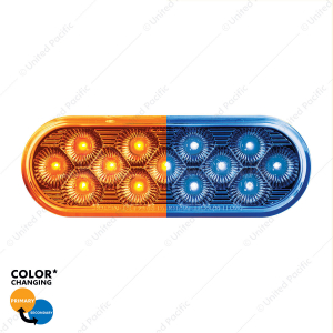 13 LED 6" Oval Double Fury Light (Turn Signal)-Amber & Blue LED/Clear Lens