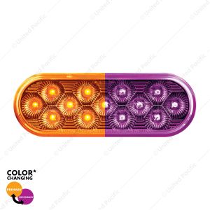 13 LED 6" Oval Double Fury Light (Turn Signal)-Amber & Purple LED/Clear Lens