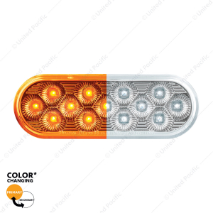 13 LED 6" Oval Double Fury Light (Turn Signal)-Amber & White LED/Clear Lens