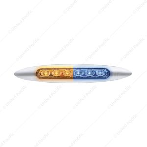 Double Fury 6 LED 6" Dual Function Marker Light With Chrome Bezel-Amber & Blue/Clear Lens