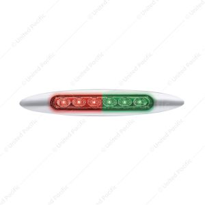 Double Fury 6 LED 6" Dual Function Marker Light With Chrome Bezel-Red & Green/Clear Lens