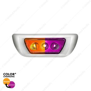3 LED Double Fury Cab Light For 2013-2021 Kenworth T680 & 2012-2021 Peterbilt 579-Amber & Purple LED
