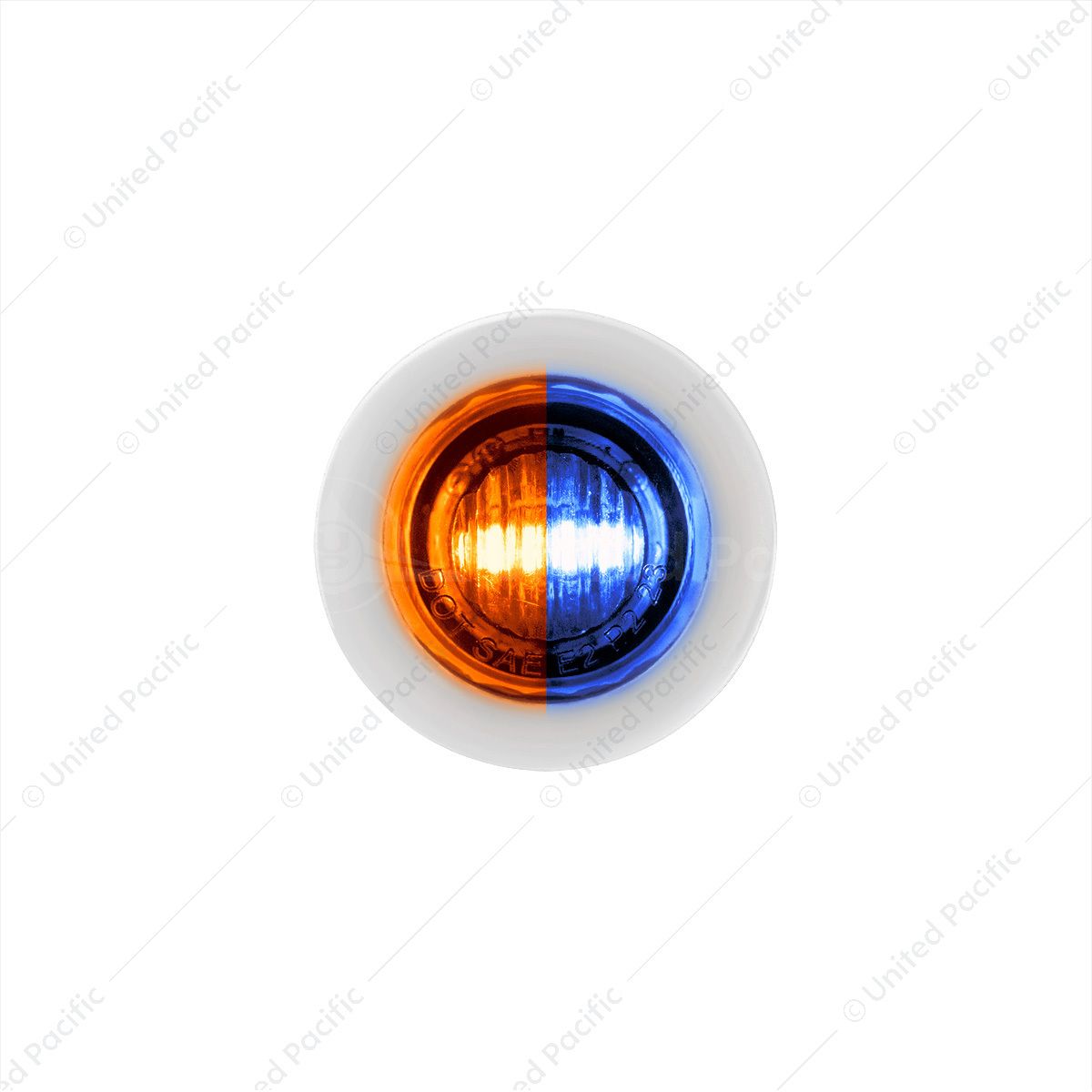 2 LED 3/4" Mini Dual Function Double Fury Light (Clearance/Marker) - Amber & Blue LED/Clear Lens