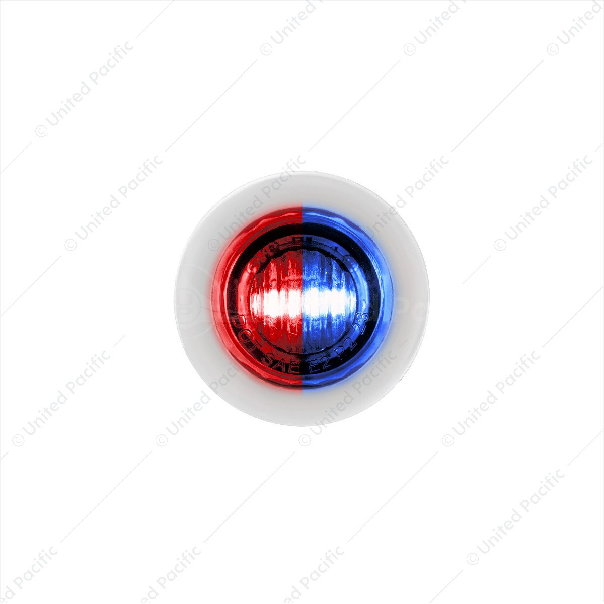 2 LED 3/4" Mini Dual Function Double Fury Light (Clearance/Marker) - Red & Blue LED/Clear Lens