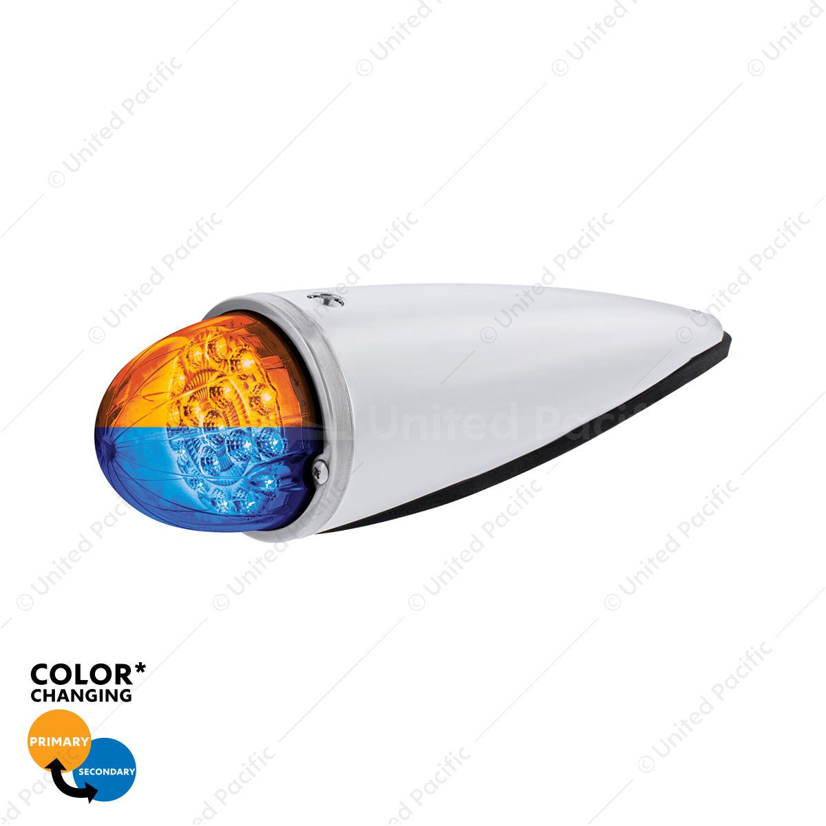 Double Fury 17 LED Dual Function Watermelon Torpedo Cab Light-Amber & Blue LED/Clear Lens
