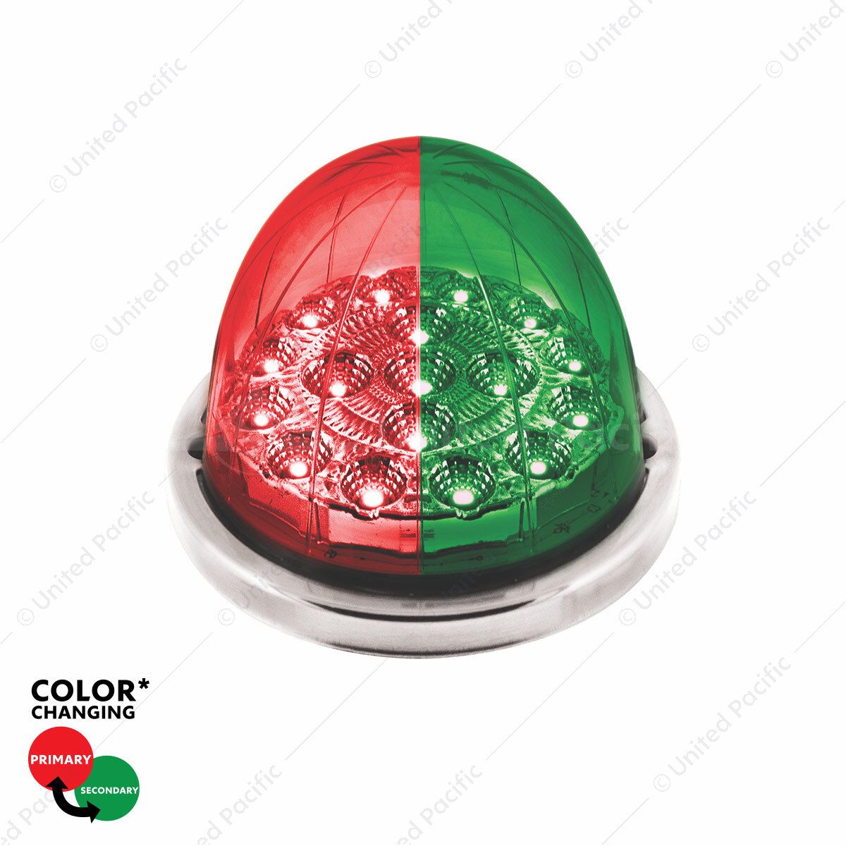 17 LED Watermelon Dual Function Double Fury Light Flush Mount Kit With Low Profile SS Bezel-Red & Gr