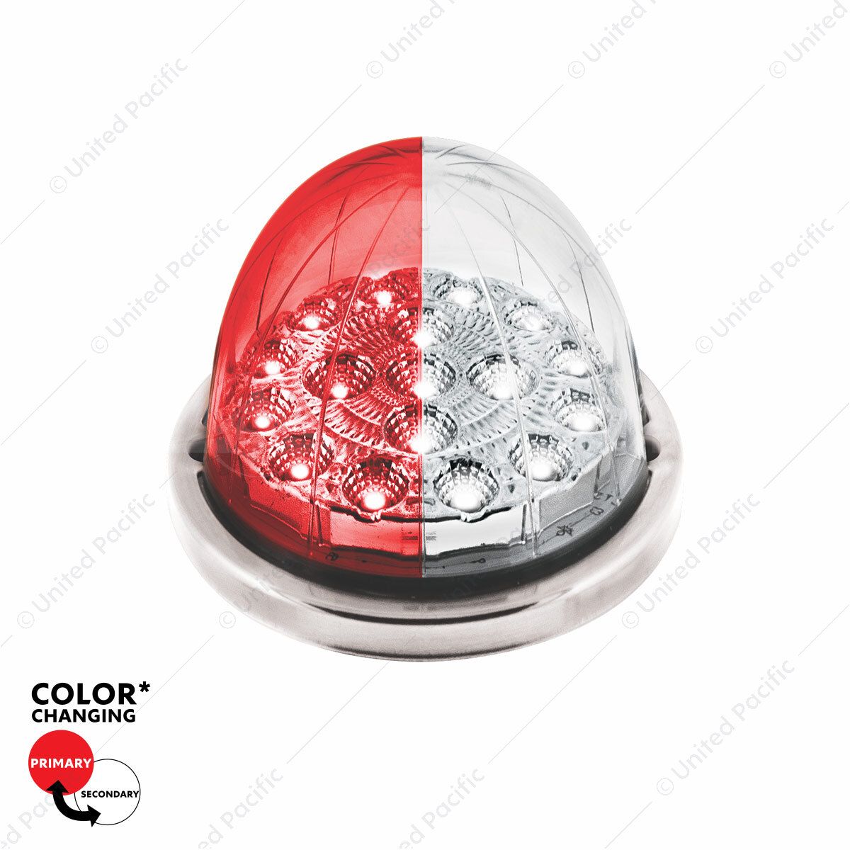 17 LED Watermelon Dual Function Double Fury Light Flush Mount Kit With Low Profile SS Bezel-Red & Wh
