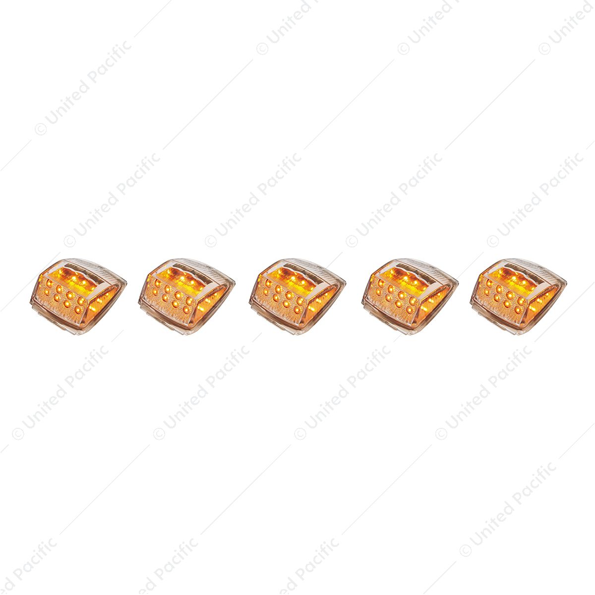 17 LED Reflector Square Cab Light - Amber LED/Clear Lens (5-Pack)