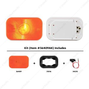 Rectangular Turn Signal Light Kit - Amber Lens