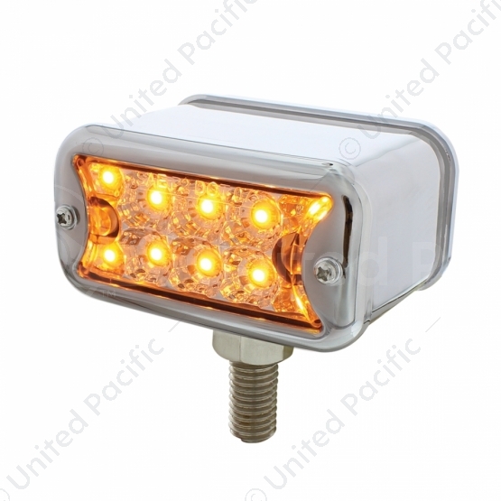 20 LED Dual Function Reflector Double Face Light With Bezel - T-Mount - Amber & Red LED/Clear Lens