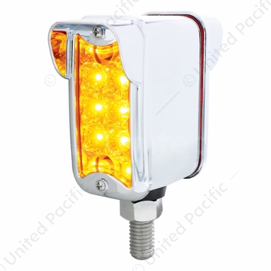 10 LED Dual Function Reflector Double Face Light W/Visor - Vertical Straight Mount -Amber & Red LED/