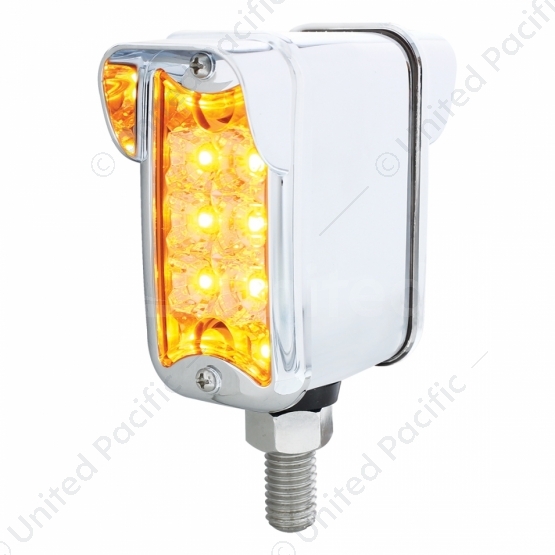 10 LED Dual Function Reflector Double Face Light W/Visor - Vertical Straight Mount -Amber & Red LED/
