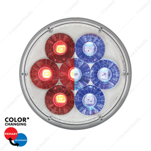 14 LED 4" Round Double Fury Light (Stop, Turn & Tail) - Red & Blue LED/Clear Lens