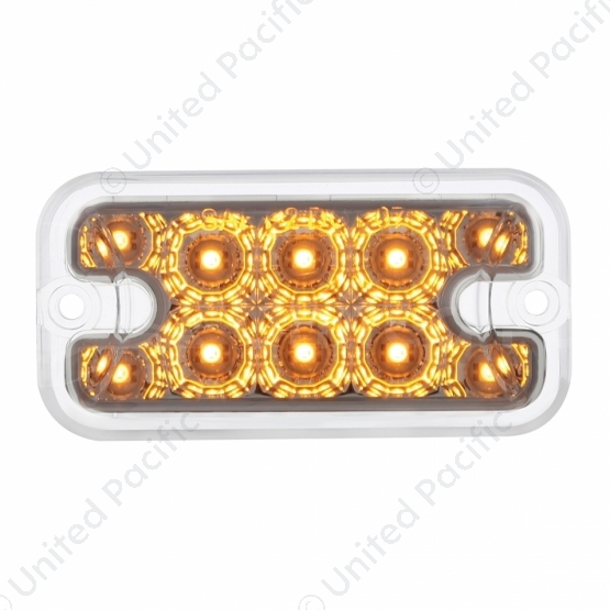 10 LED Dual Function Reflector Rectangular Light - Amber LED/Clear Lens (Bulk)