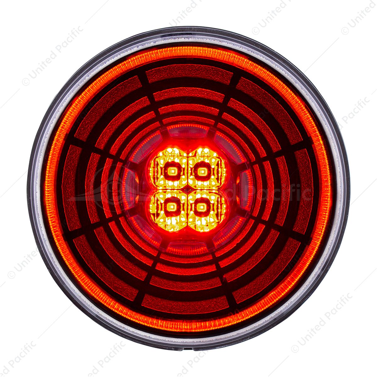 13 LED 4" Round Abyss Light (Stop, Turn & Tail) - Red LED/Clear Lens