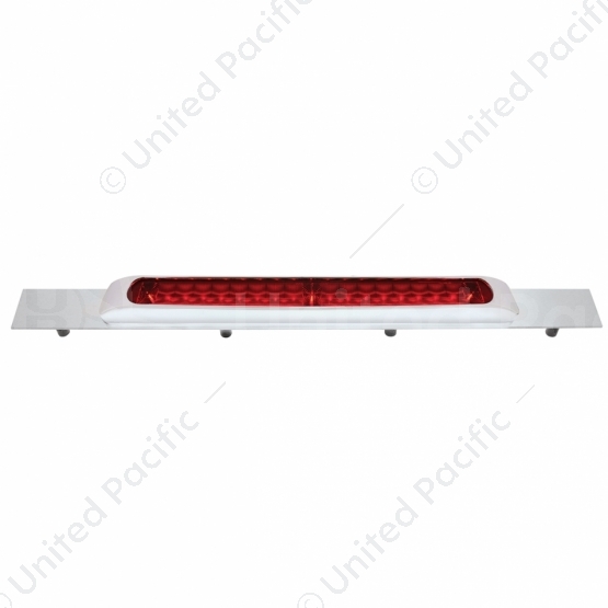 Chrome Top Mud Flap Plate With 19 LED 17" Light Bar & Bezel - Red LED/Red Lens (Each)