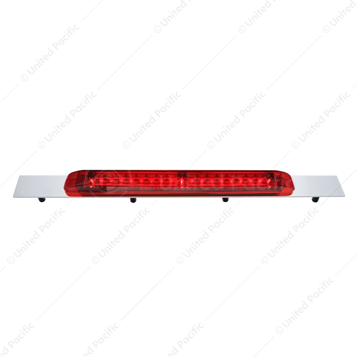 Chrome Top Mud Flap Plate With 19 LED 17" Light Bar - Red LED/Red Lens (Each)