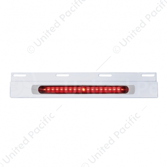 Stainless Top Mud Flap Plate With 19 LED 17" Light Bar & Bezel - Red LED/Red Lens (Each)